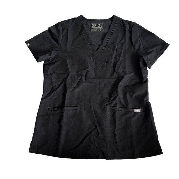 FIGS Casma Black Classic Fit Short Sleeve V-Neck Scrub Top Women's Medium M - Picture 1 of 3